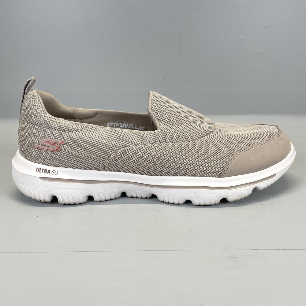 Skechers Go Walk Shoes Womens Size 11 Taupe Slip On Ultra Go Comfort Walking